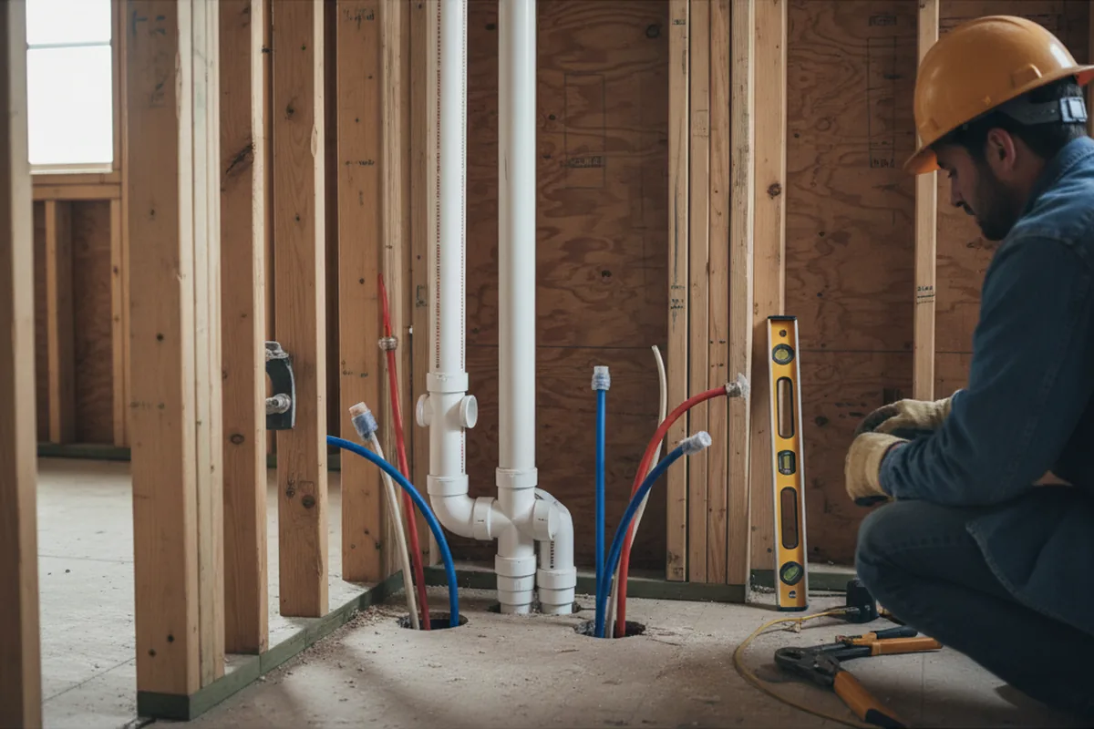 Drain and supply rough-in during Drain Cleaning in Six Mile